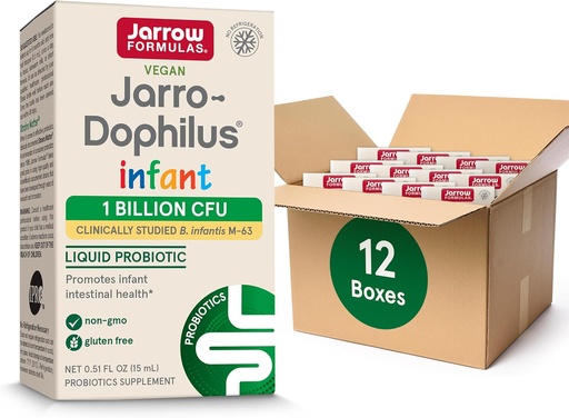 [BRSRMAI7AAIRSCD4] Jarrow Formulas Jarro-Dophilus Infant Liquid Probiotic, Dietary Supplement, Intestinal Health Support for Infants, 1 Billion CFU Per Serving, 0.51 Fl Oz, 30 Day Supply, (Pack of 12)