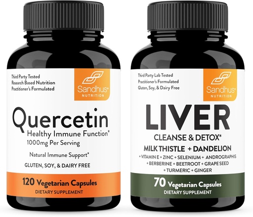 [BRSROBQ5CR6QIGTB] Sandhu's Quercetin 1000mg & Liver Cleanse & Detox Capsules| Immune, Liver Health Support and Detoxification| Non-GMO