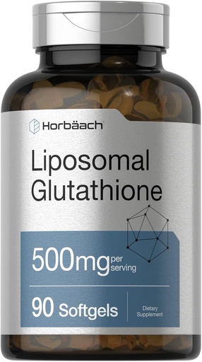[BRSW2CD6OVYBSAIU] Horbaach Liposomal Glutathione Supplement 500mg | 90 Softgels | Non-GMO & Gluten Free