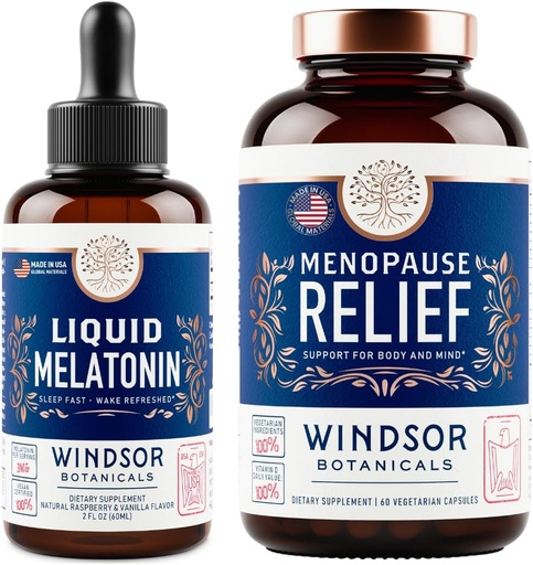 [BRSROCY5BEFQEFLL] WINDSOR BOTANICALS Menopause Multivitamin and Liquid Melatonin 3mg - Female Health Support Bundle