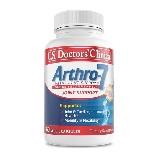[BRSWKZAGORYQKGQ3] U.S. Doctors’ Clinical Arthro-7 - Clinically Proven Joint Support Complex with Turmeric, MSM, Collagen, Bromelain for Flexibility, Mobility, and Strong Cartilage - 60 Capsules - 15/30-Day Supply