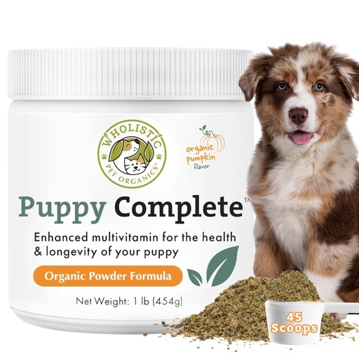 [BRSRA233OEMWAAYU] Organic Puppy Vitamins with Organic Pumpkin Protein | 1 Lb | 45 Scoops | Daily Dog Multivitamin with Prebiotics, Probiotics for Immune Support, Skin Coat, Digestion, Joint Health | Puppy Complete