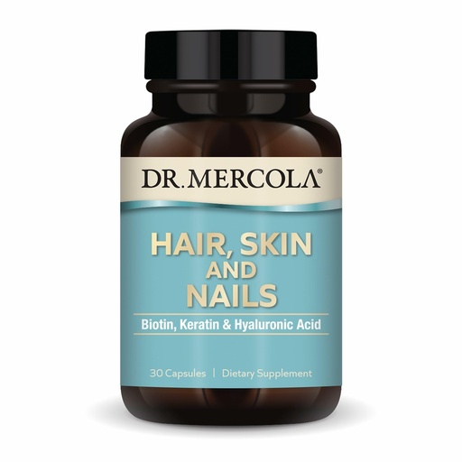 [BRSWYZIYBUHAYEY3] Dr. Mercola Hair, Skin and Nails - Provides Biotin, Keratin & Hyaluronic Acid - Premium Quality - Supports Healthy Aging - Non-GMO, Gluten-Free & Soy-Free - 30 Capsules (30 Servings)
