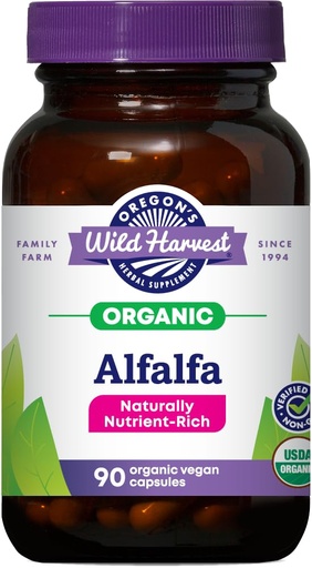 [BRSWIYT7DEPACCLA] Oregon's Wild Harvest Alfalfa Capsules USDA Certified Organic Herbal Supplements, 90 Count