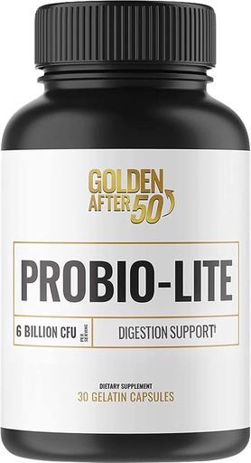 [BRSW2EIFCAHREDI4] Golden Efter 50 Probio- Lite - for Gut sundhed og fordøjelse Support - Probiotika til mænd og kvinder - 30 Gelatine kapsler - Probiotika til lejlighedsvis hjertebrand, gas, fordøjelsesbesvær
