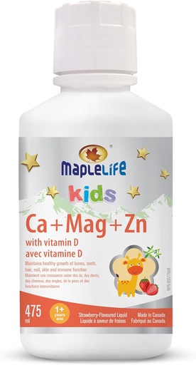 [BRSWG2Q5BYHAIEQ2] MapleLife Kids Calcium, Magnesium and Zinc + D Strawberry, 475 ml