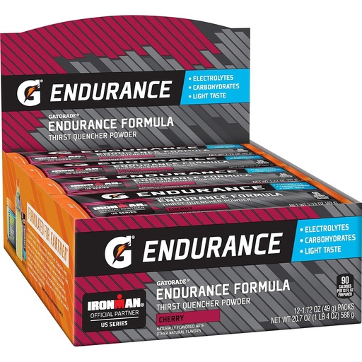 [BRSWGHD5CIJRAETP] Gatorade Endurance Formula Powder With Electrolytes, Cherry, 1.72 Oz - Pack of 12