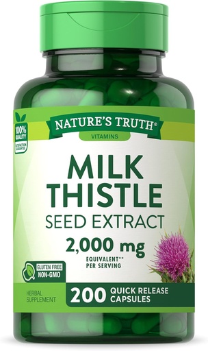 [BRSROFALA55ROC35] La verdad de la naturaleza Milk Thistle Suplemento ← 2000mg ← 200 Capsules