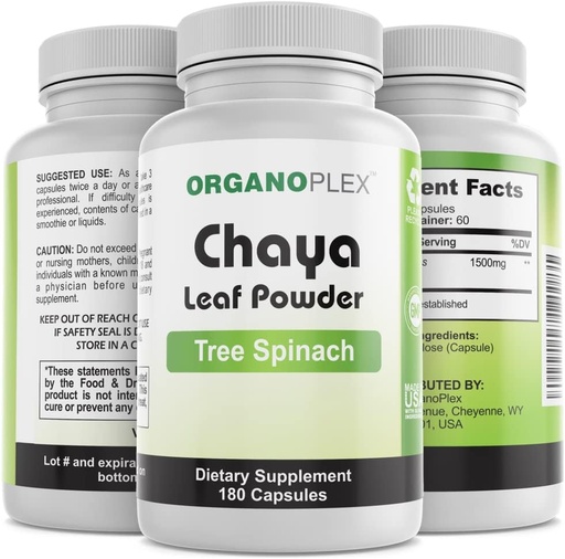 [BRSWGZYPCQBRMELJ] ORGANOPLEX - Chaya (Tree Spinach) - Leaf Powder – 180 Veggie Capsules