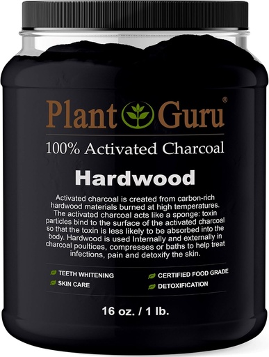 [BRSWYGACBEMRGGT3] Geactiveerde Charcoal Powder Bulk - 1 lb. Jar - Hardhout - Food Grade Kosher Non-GMO - Tanden bleken, gezichtsmasker en zeep maken. Bevordert natuurlijke ontgifting en helpt spijsvertering