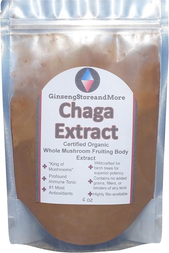 [BRSWGHYKCR7W2DQU] 4oz Organic Chaga Mushroom Extracted From Wildcrafted Siberian Chaga Sclerotium from Nammex | >8% Beta-Glucans | Inonotus Obliquus | β-Glucan for Energy, Antioxidants, Immune System