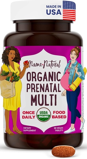 [BRSROZDQO56QA236] Mama Natural Vitaminas Prenatales Orgánicas para Mujeres Vegan (30 Serviciones) Única Una Vitamina Prenatal Día para Mujeres Embarazadas Vida Alimentaria Basada, No Gluten-Free - Pre Natal Multivitamina con Folate