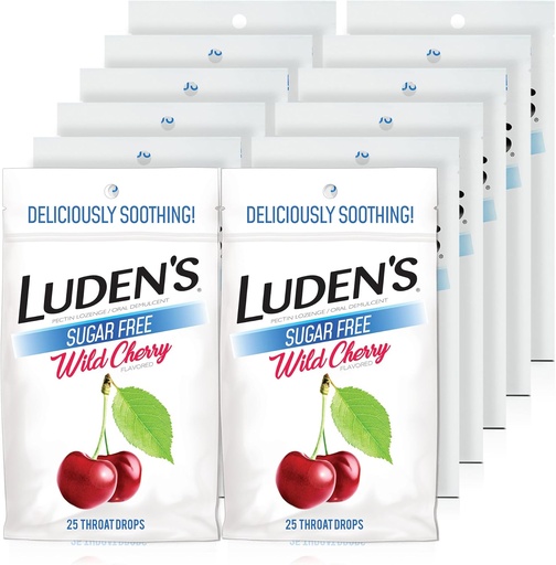 [BRSWKHYPPIDBK2TK] Luden's Sugar Free Wild Cherry Lroat Drops, Sore Lroat Relief, 25 Count (12 Pack)
