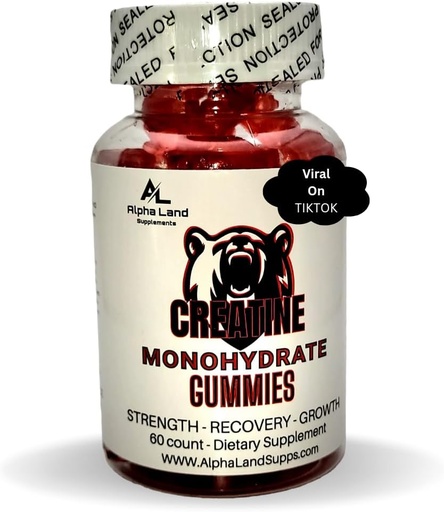 [BRSROGAEBADRM3LL] Creatine Monohydrate Gummies- 5g- 30 Servings - Vegan Creatine Gummy Bears for Muscle Growth, Muscle Recovery, Workout Recovery, Brain Health - No Loading Phase - No Bloating