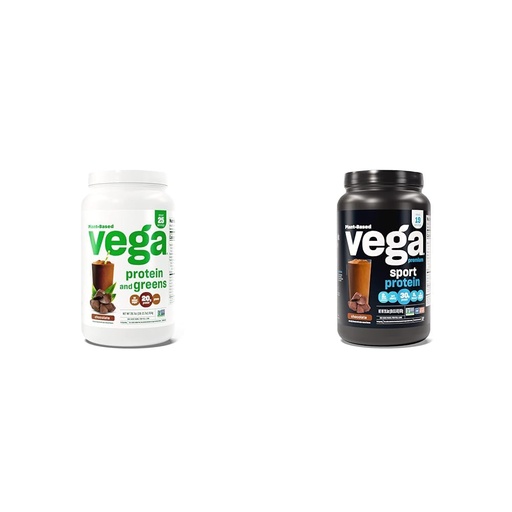 [BRSROBL3DIORMFDF] Vega Protein and Greens Protein Powder, Chocolate - 20g Plant Based Protein Plus & Premium Sport Protein Chocolate Protein Powder, Vegan, Non GMO, Gluten Free Plant Based