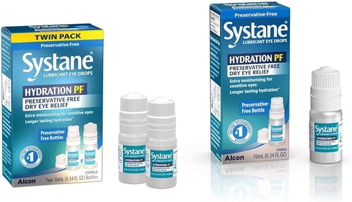 [BRSROCYPDENBYEL6] Systane Hydration Multi-Dose Preservative-Free Eye Drops Dry Eye Relief Twin Pack (2x10ml) & Hydration Pf Lubricant Eye Drops 10ml