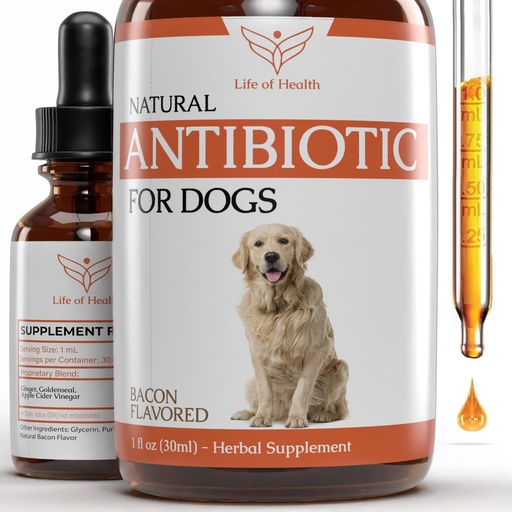 [BRSROZYPC4BGOG32] Natural Antibiotics for Dogs - Dog Antibiotics - Dog Ear Infection Treatment - Yeast Infection Treatment for Dogs - Dog Antibiotic - 1 fl oz - Bacon Flavor