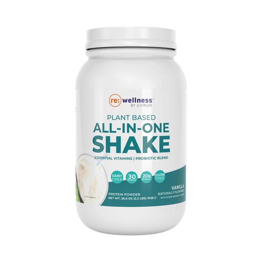 [BRSWIAL6OYNA4ETA] Reignite Wellness by JJ Virgin | Vanilla Plant-Based All-in-One Shake | New & Improved Formula Plant Protein Powder, Vitamins, Minerals, Greens & Aminos | 20g of Plant Protein | 30 Servings