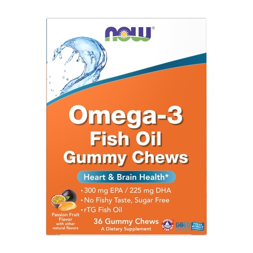 [BRSRAEIFDIFWOFL2] Now Supplements, Omega-3 Fish Oil Gummy Chews, Passion Fruit Flavor, 36 Gummy Chews