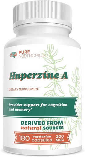 [BRSWG2Y3BYFR423X] Pure Nootropics Huperzine A 200 mcg – Cognitive and Memory Support – 180 Vegetarian Capsules
