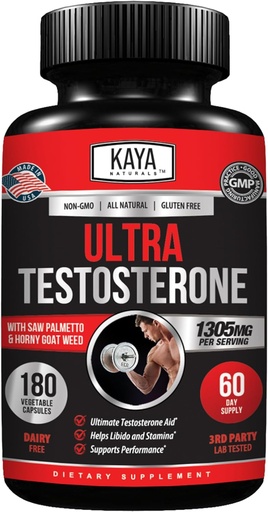 [BRSRAFQKDJYG2HTV] Kaya Naturals UltraTest- Muži T Booster s Tongkat Ali, Horny koza burina, Tribulus - Prírodné cvičenie doplnok pre energiu, vytrvalosť, a sila Booster - 180 Počet