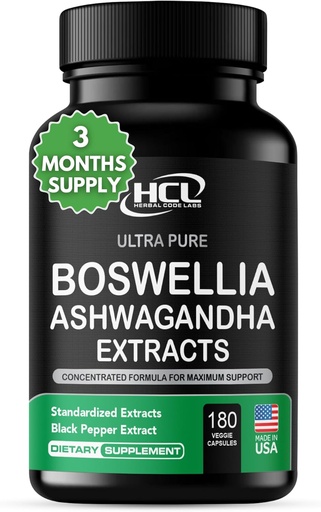 [BRSROZI2BANB6E3G] Boswellia Extract en Ashwagandha Capsules 2000 mg - Sterke natuurlijke ondersteuning Pillen 3 maand levering - Toegestaan Boswellia Serrata 65% Boswellic Acid met Ashwagandha Powder Supplement