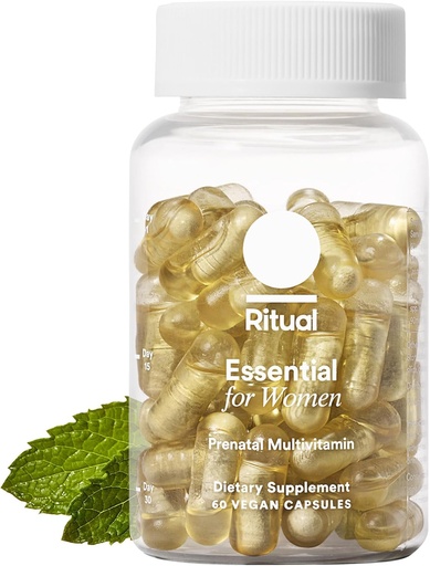 [BRSRMFAODFYRUCQ7] Ritual Essential for Women Prenatal Multivitamin: Folate & Choline for Neural Tube Support, Omega-3 DHA for Fetal Brain Development, Iron, Calcium-Helper D3 & K2, Non-GMO, Vegan, Mint, 30 Days