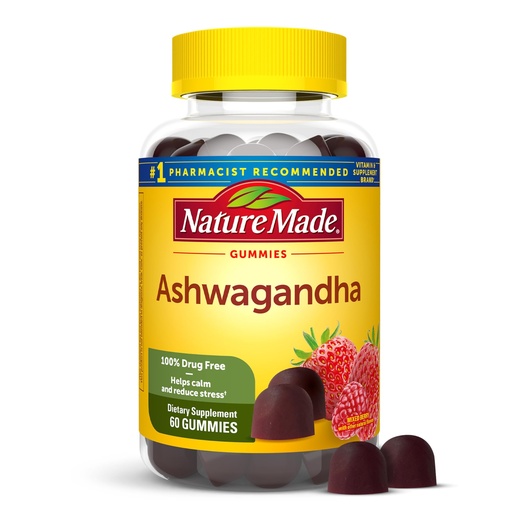 [BRSRM2QYAQCBQG36] Nature Made Ashwagandha Gummies, Vegan, KSM 66 Ashwagandha Supplement for Stress Support, 60 Count, 30-Day Supply