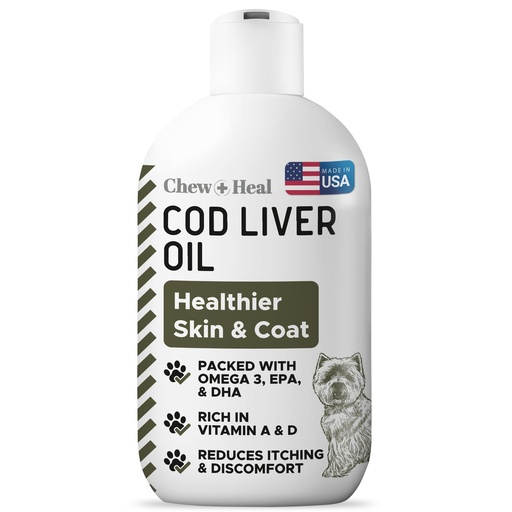 [BRSRAAT2A4MAEFLG] Pure Cod Liver Oil for Dogs - 8 oz - Contains Omega 3, Omega 6, Vitamin A, and Vitamin D to Reduce Itching and Promote Skin and Coat, Heart, Joint, and Immune Health