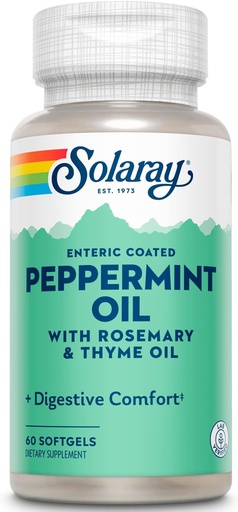 [BRSWIYT3BEHAK2TI] Solaray Peppermint Oil Enteric Coated w/Rosemary & Thyme Oil | Healthy, Soothing Digestion Support | 60 Softgels
