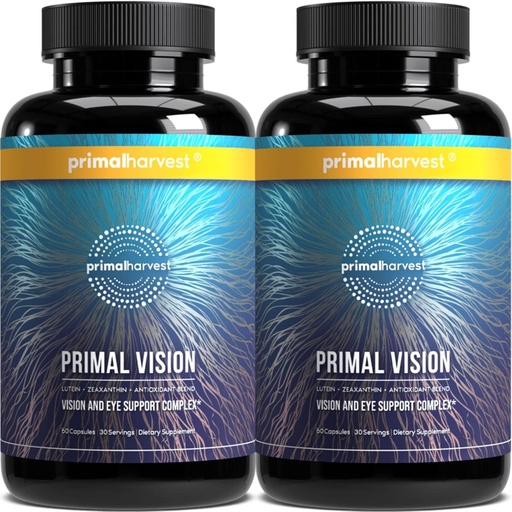 [BRSROAQQCMCAOYAU] Primal Harvest Primal Vision with Lutein, Zeaxanthin, Vitamin A and Zinc for Eye Health, Blue Light Support and Visual Clarity 2 Pack