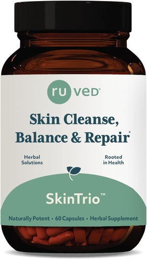 [BRSWIYYNOF4G2FL6] ruved SkinTrio - Neem Supplement with Organic Neem Extract & Amla, Skin & Microbiome Support Supplement - 60 Vegetarian Capsules (1 Count)