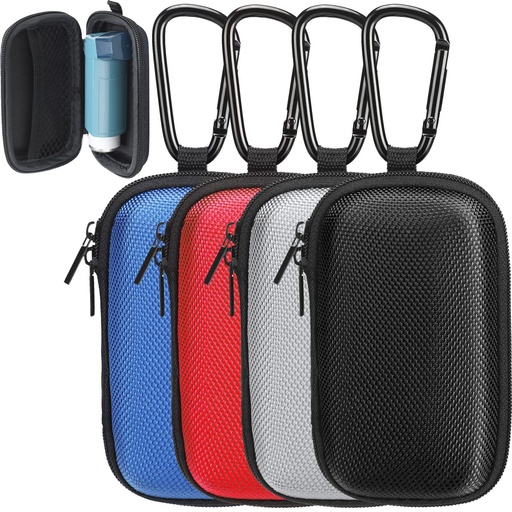 [BRSRMHQLBUMRE2Q4] Woanger 4 Pcs Hearing Aid Case Hard Asthma Inhaler Holder Travel Hearing Aid Case Earbud Portable Zipper Carry Holder with Mesh Pocket for Inhaler Carrying Aid Other Accessories from Dust and Dirt