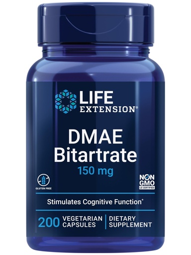 [BRSWIEATOYAQMFY7] Life Extension DMAE Bitartrate, Supports neurotransmitter Production, 6-Month Supply, Gluten-Free, Non-GMO, Vegetarian, 200 Capsules