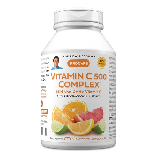 [BRSWI2QGBZ5BWG36] ANDREW LESSMAN Vitamin C 500 Complex 60 Capsules - Non-Acidic Vitamin C Plus Citrus Bioflavonoids for Immune System and Anti-Oxidant Support, No Stomach Upset, Small Easy to Swallow Capsules
