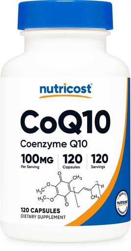 [BRSWKZY5BB7R6D3E] Nutricost CoQ10 100mg, 120 Vegetarian Capsules, 120 Servings - High Absorption, Vegetarian, Non-GMO, Coenzyme Q10
