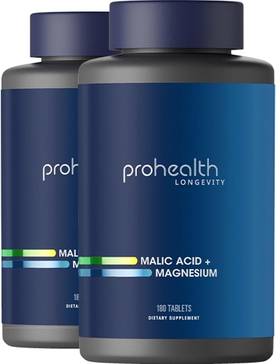[BRSWG232OEJQKA3X] ProHealth Malic Acid + Magnézium 2- Pack (180 tabletta palackonként) - Izomrelaxáció elengedhetetlen - Promotes ATP - Promotes Megfelelő izomműködés