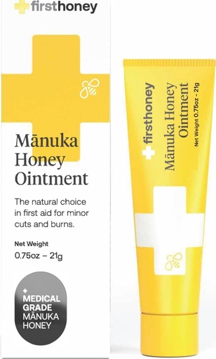[BRSRA23RCAFRAEL7] FIRST HONEY Manuka Wound Ointment [.75oz - 21g] | Rapid Wound Repair Gel | Fast Relief for Skin & Burns | Manuka Honey from New Zealand | Antibiotic Free Burn Care, Scar Gel, Dressing Aid