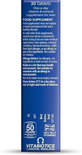 [BRSWKGD2DJ6RQ2Y3] Vitabiotics Wellman Original Vitamin & Mineral Supplement | 30's | BUNDLE Vegetarian Tablets by Vitabiotics