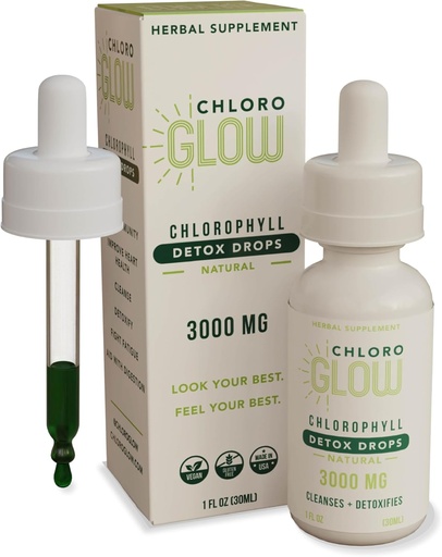 [BRSW2GAOOQFROGTA] Chloroglow Liquid Chlorophyll Oxygen Drops 3000mg | Energy Supplement Metabolism Immune Support, Natural Detox, Altitude Sickness Aid & Body Deodorizing Supplement 30ml (Pack of 1)