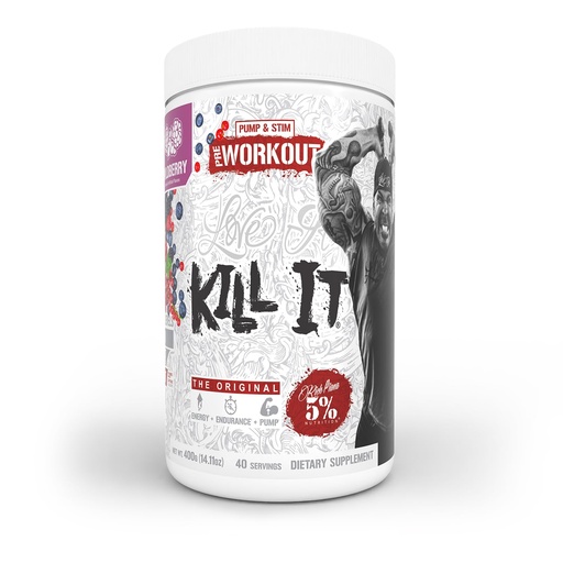 [BRSRAGI7PMPBGYLK] 5% Nutrition Rich Piana Kill It Pre Workout Powder w/Creatine, Caffeine, Beta Alanine, Hydroprime Glycerol for Pump, Strength, Endurance | 14.11 oz, 40 Srvgs (Wildberry)