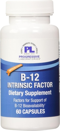 [BRSWIYIZCINRWHLO] Progressive Labs B-12 Intrinsic Factor Supplement, 60 Count