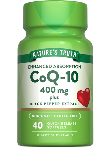 [BRSWGFQRO4FBUELP] Nature's Truth CoQ10 400mg | Softgels | Maximum Strength | High Absorption | Non-GMO & Gluten Free Supplement
