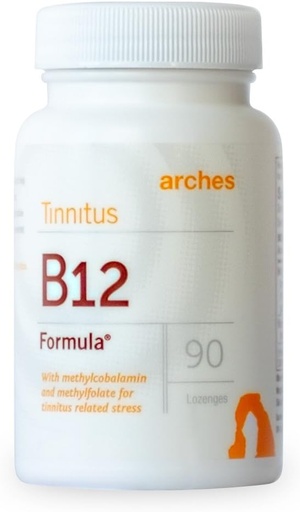 [BRSWGFILAUNBQ2QU] Arches Tinnitus B12 valem - metüülfolaat 400 mcg, metüülkobalamiin 1000 mcg, 90 lozenges, 3 kuu pakkumine