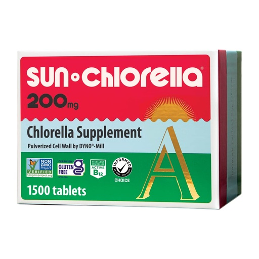 [BRSWIYT3A4OBSGTK] Sun Chlorella 200 mg Green Algae Superfood Supplement - Pulverized Cell Wall - Chlorophyll, CGF, Active B12, Iron, Protein - Non-GMO - 1500 Tablets