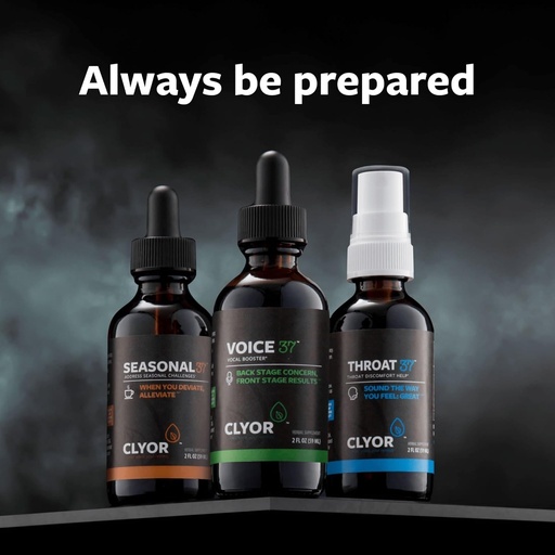 [BRSWGEAEAQHQK334] CLYOR Voice37 Singers Voice Remedy, Throat37 Sore Throat Remedy, Seasonal37 Cold Remedy – All Natural Vocal Booster, Sore Throat Remedy, Cold Remedy. Bundle of All 3 Bottles