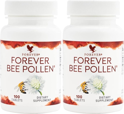 [BRSWYYD3DECG2333] Forever Living - Bee Pollen - Energi og ernæring med bioaktive forbindelser - Vegetarisk og glutenfri - 100 tabletter (pakke med 2)