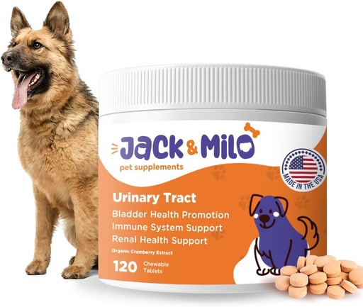 [BRSROGQ6BUGQK3DV] Jack & Milo - Köpekler için Tamam, Köpek UTI Incontinence, Kidney ve Bladder Control - Cranberry & Antioksis, Organic - Amerika Birleşik Devletleri Made-Non GMO - 120 Tabletler