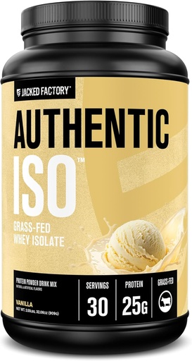 [BRSWYYI7OQNAA2TK] ISO Autêntico da Fábrica Jacked Whey Protein Isolate Powder - Baixo carboidrato, Não-GMO Muscle Building Protein w / Sem Enchimentos, Recuperação pós-treino - 30 Servings, Vanilla