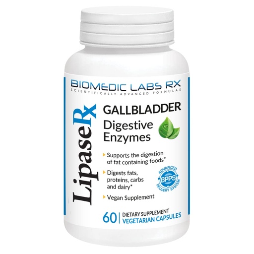 [BRSRMZQ5DMPRMF36] Gallbladder Formula, Lipase, Protease and Amylase Digestive Enzymes to Reduce Bloating - Vegetarian Formula, 60 Veg Capsules